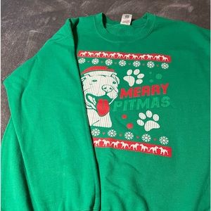 Christmas Sweatshirt. Pit bull- dog Merry PitMas